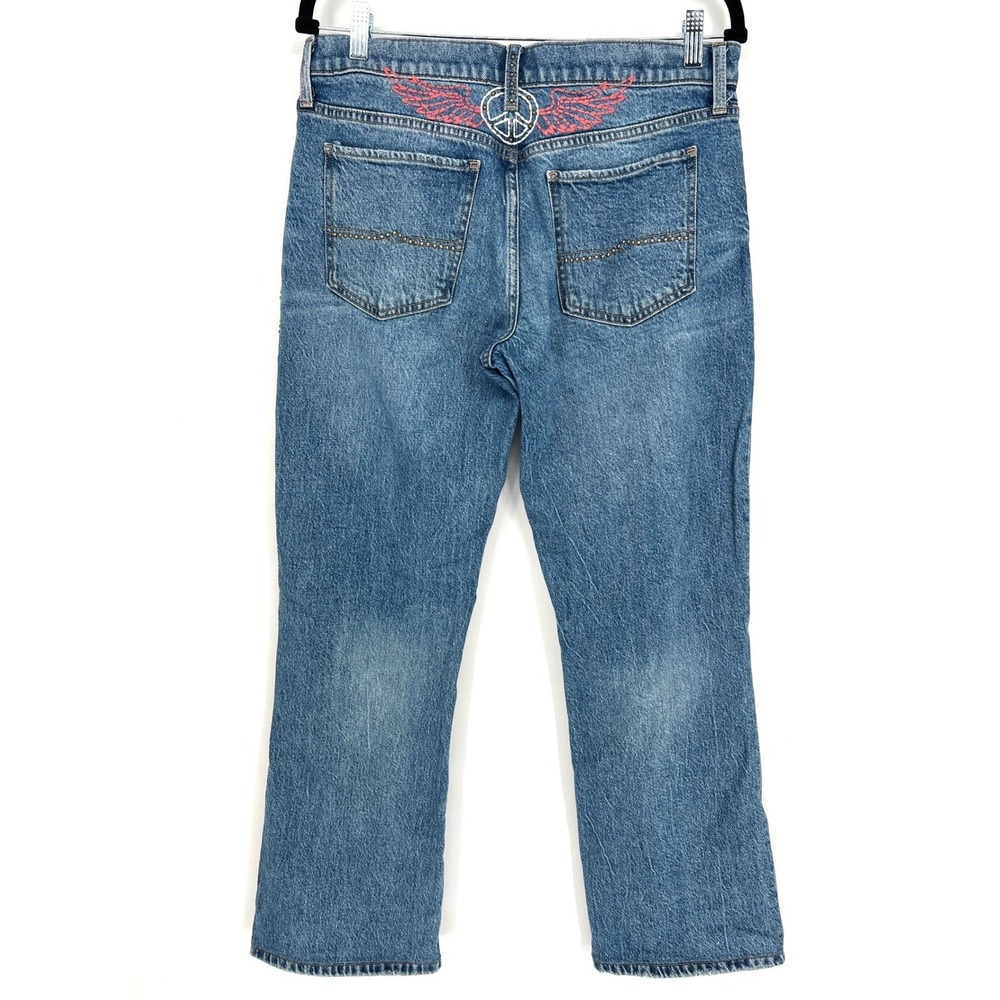 Lucky Brand Y2K Easy Rider Mid Rise Bootcut Jeans 10/30 Embroidered Boho Vibes
